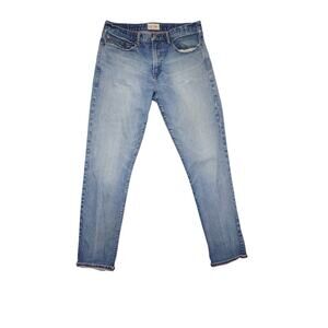 Gap Jeans 1969 Men 36x34 Selvedge Denim Slim Fit Blue DIstress
